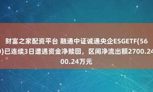 财富之家配资平台 融通中证诚通央企ESGETF(560810)已连续3日遭遇资金净赎回，区间净流出额2700.24万元